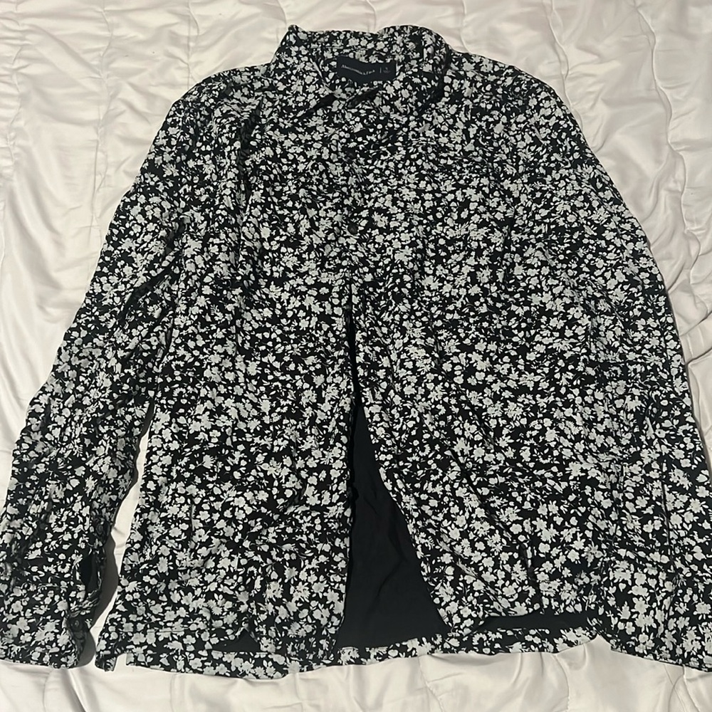Floral business casual black top
